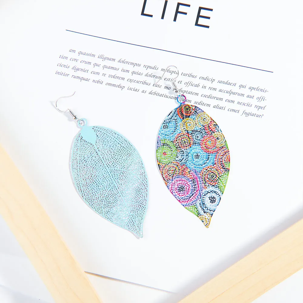 Винтажные висячие серьги с листьями модные богемные выдолбленные для женщин