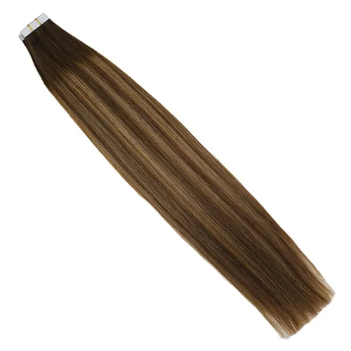 Moresoo, 14-24 дюйма, накладные волосы на ленте, человеческие волосы, Balayage, блонд, Remy, волосы для наращивания на коже, 2,5 г/шт., 25 г-100 г - Цвет: 3-24