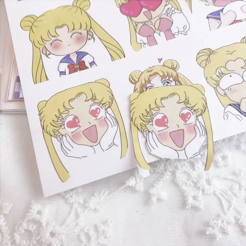 Kawaii мультфильм Сейлор Мун бумажные наклейки DIY наклейки для дневника Скрапбукинг для планировщика альбом милые наклейки канцелярские