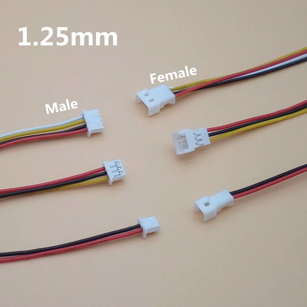 20 Sets/Lot Micro JST 1.25MM 2-Pin/3-Pin/4-Pin Male & Female Connector Plug with Wires Cables LED Strip Connectors