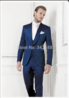 2015 free shipping one button blue groom tuxedos shawl lapel best man groomsman men wedding suits bridegroom jacketpantsvest