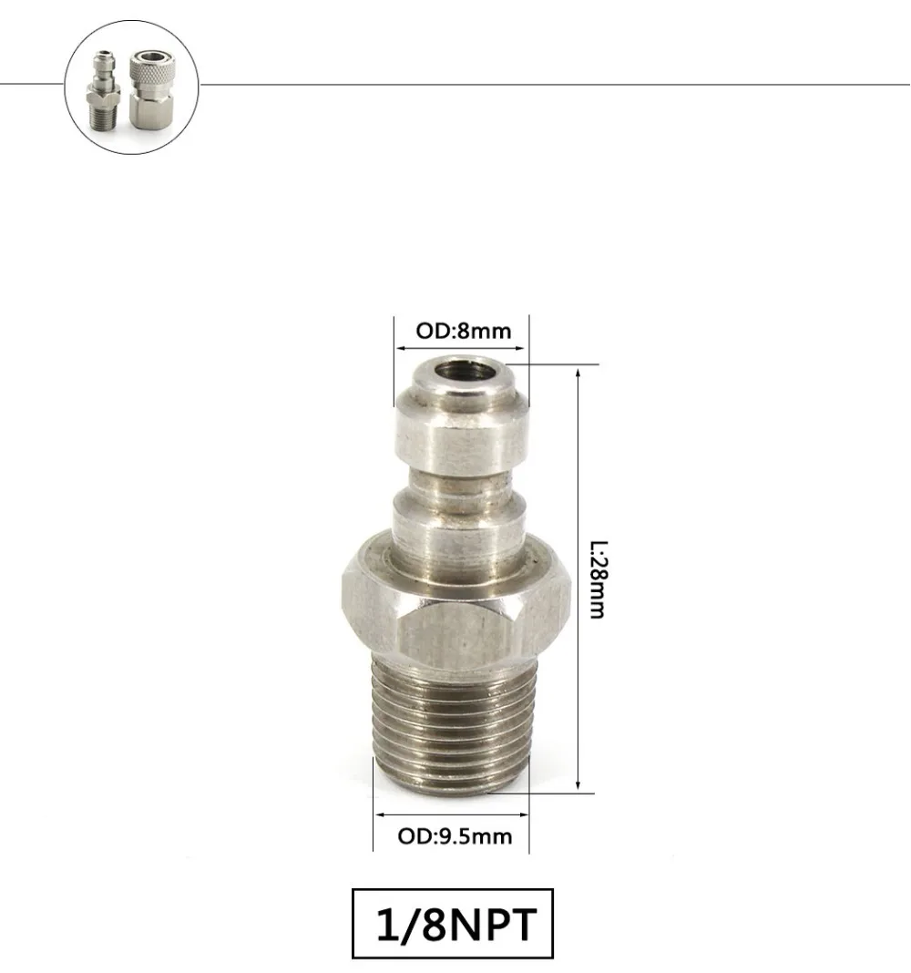 Пейнтбол PCP Airforce из нержавеющей стали 1/8NPT штекер Женский БЫСТРОРАЗЪЕМНАЯ муфта разъем фитинги розетка воздуха 2 шт./компл