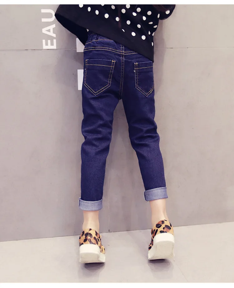 Новое поступление весенние джинсы для девочек летние синие повседневные штаны