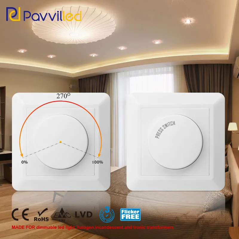 

FREE GLOBAL SHIPPING 2 pcs/lot CE approved 200W ABS case LED Dimmer Switch compatible with 99% dimming LED light of the market