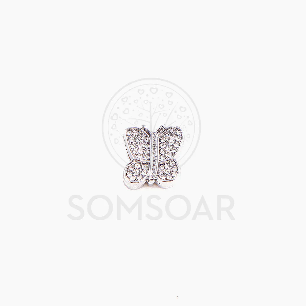 Somsoar ювелирные изделия Кристалл Бабочка Слайд амулеты fit Кожаный браслет из