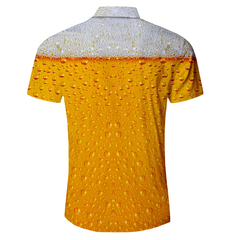 Beer Print Shirt Mens Funny Novelty Dress Shirts Short Sleeve Tops Male Slim Fit Blouse Hawaiian Casual Brand Clothing | Мужская одежда