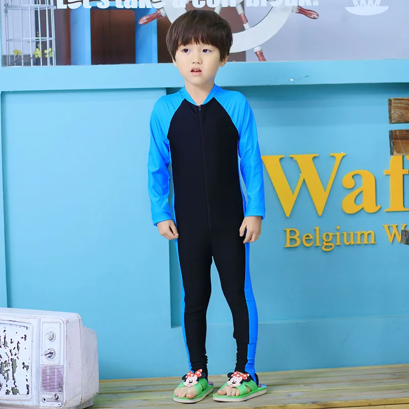Детский слитный купальник с длинным рукавом на Возраст 3 10 лет|boys swimwear one piece|kids