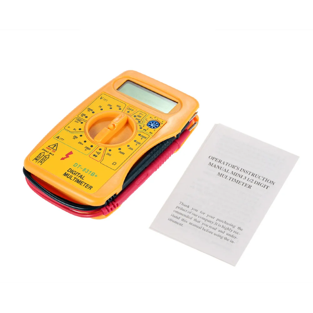 Цифровой мини-мультиметр Желтый DMM Вольтметр Амперметр Омметр сопротивление