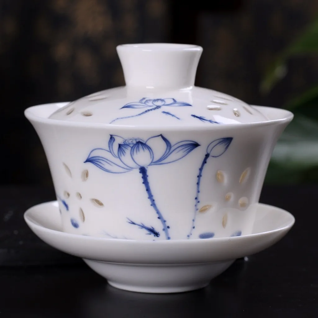 Полый керамический гайвань фарфоровые чашки для чайной церемонии кунг фу