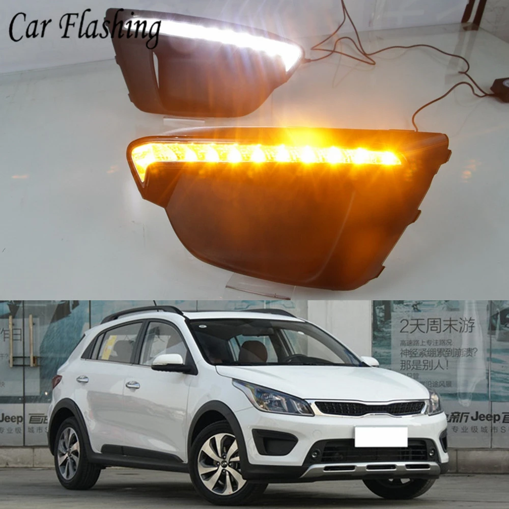 Автомобильные мигающие дневные ходовые огни 12 В лампа для России KIA RIO X Line 2018 2019