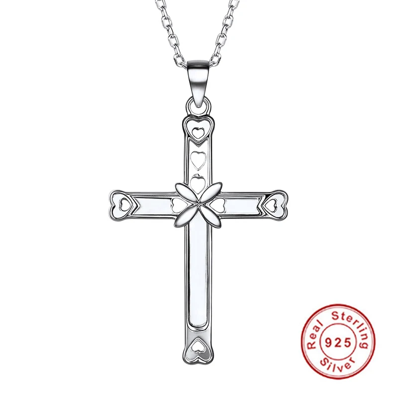 Фото 925 серебряный крест кулон Цепочки и ожерелья лакомство сердце Обувь для девочек |