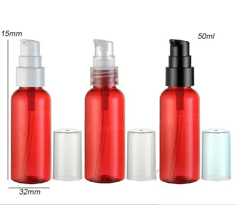 

30 x 50ml High Quality Lotion and Crenm Pet Pump Bottle 50cc Red Shampoo Packaging
