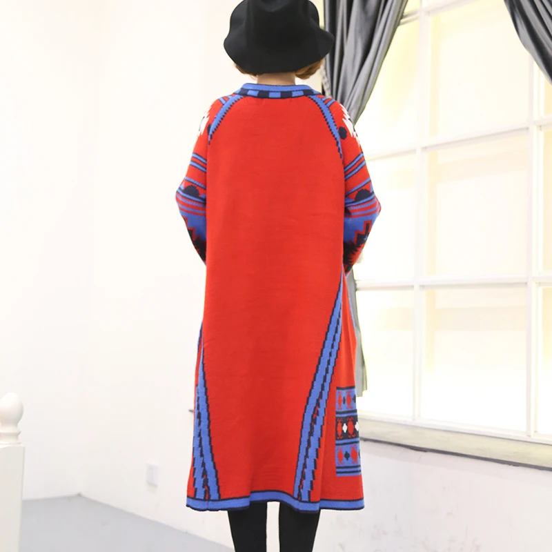 Этнические Длинные кардиганы с геометрическим принтом женские пончо 2018