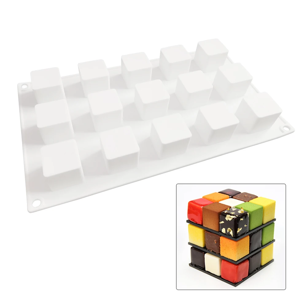 

DIY cube shape silicone mould Baking Pastry Mousse Chocolate Mold cake tools silicone fondant pudding ice mold bakeware