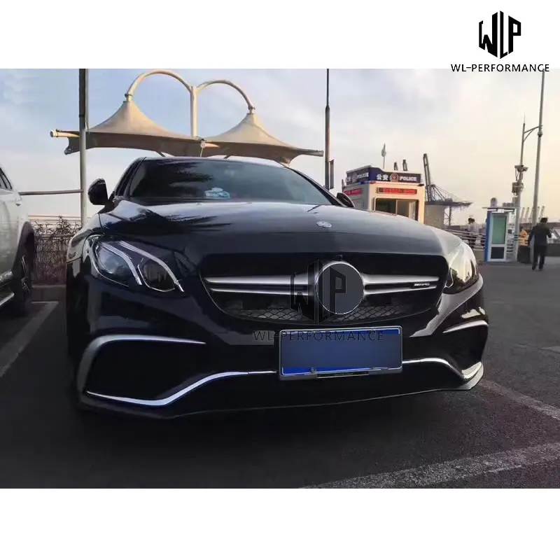 W213 E350 E63 AMG стиль PP Неокрашенный комплект кузова передний задний бампер диффузор для Mercedes-Benz W213 E300 E63 13-16