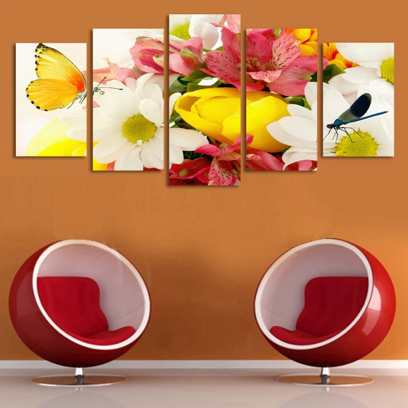 2017 лучшие модные картины 5 шт. (без рамки) Красочные цветы пейзаж печать живопись
