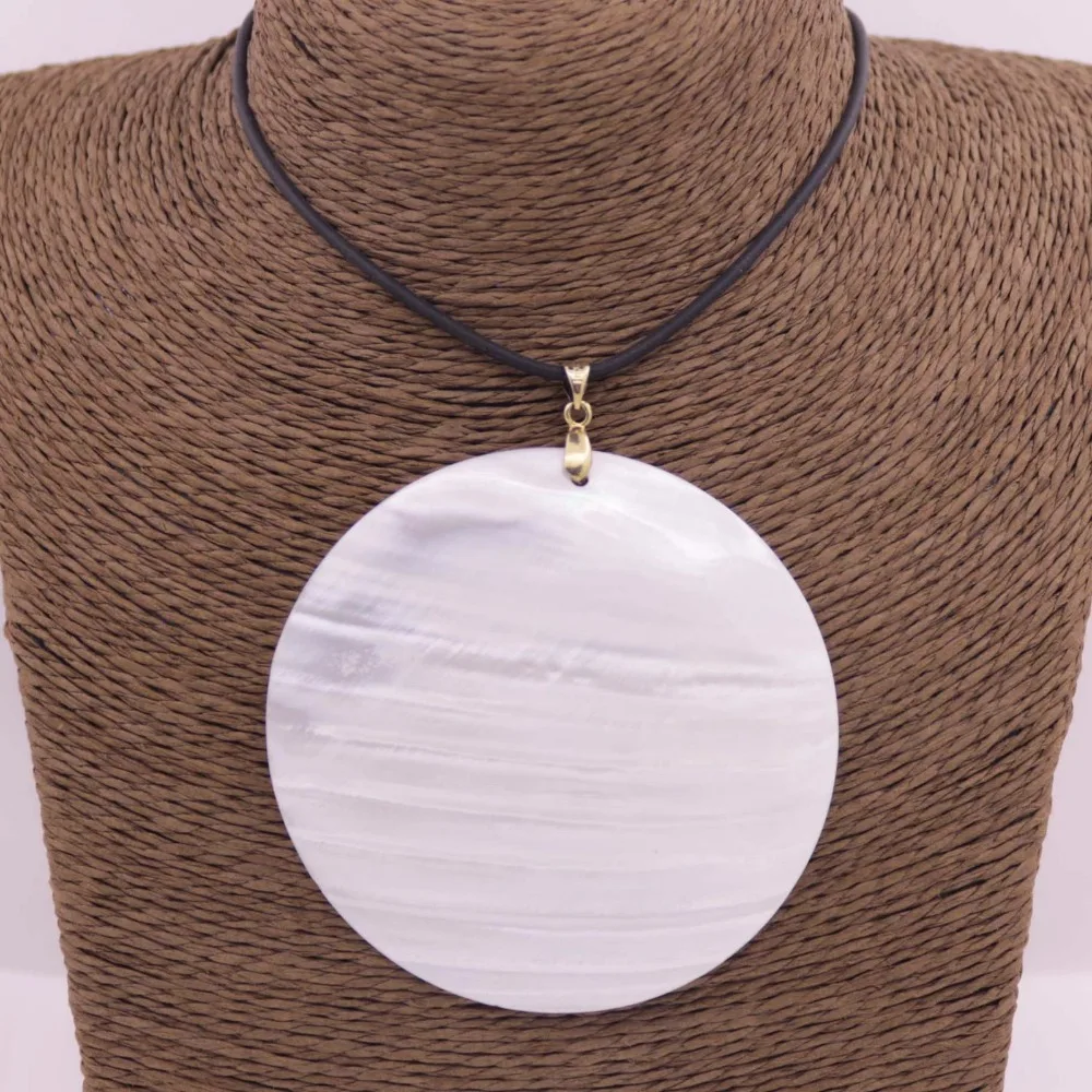 

Round Disk Shell Pendant Natural White Mother of Pearl 18" Long 50mm 60mm 70mm