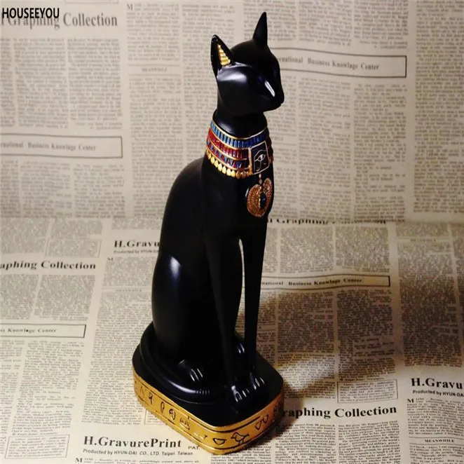 Статуэтка Бога Кот Луна в египетском стиле миниатюрное украшение из смолы Декор