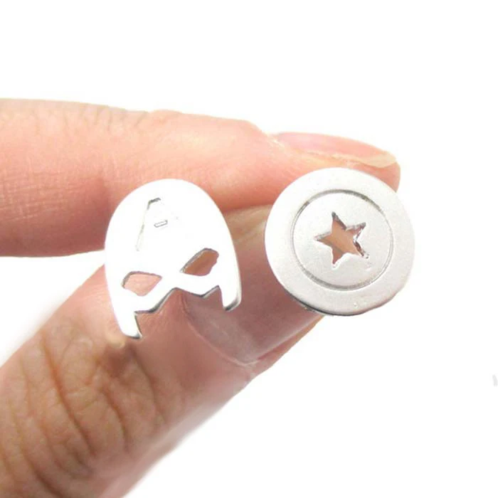 Ромашки 10 пар/лот маска Капитана Америки и щит Супер Герои Асимметричная серьга