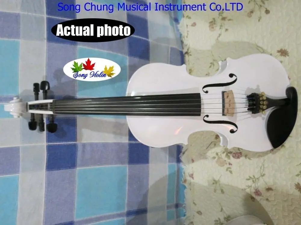 

White colors 5 strings 4/4 electric violin +Acoustic violin #7770