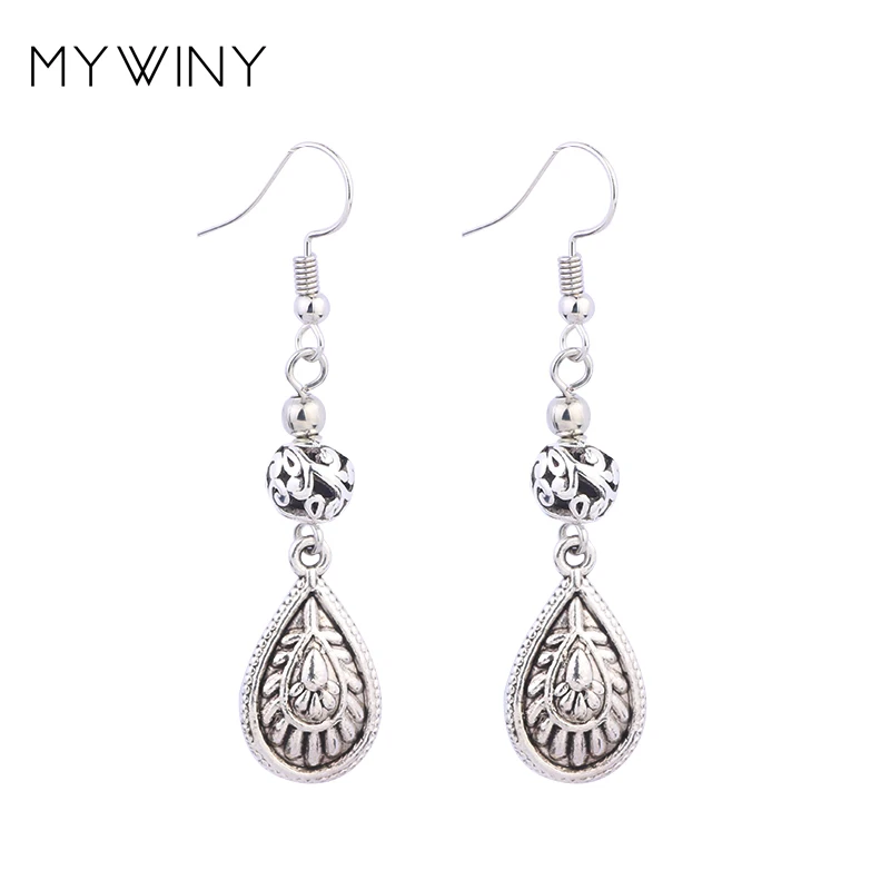 MYWINY металлические Висячие этнические серьги винтажные модные тибетские