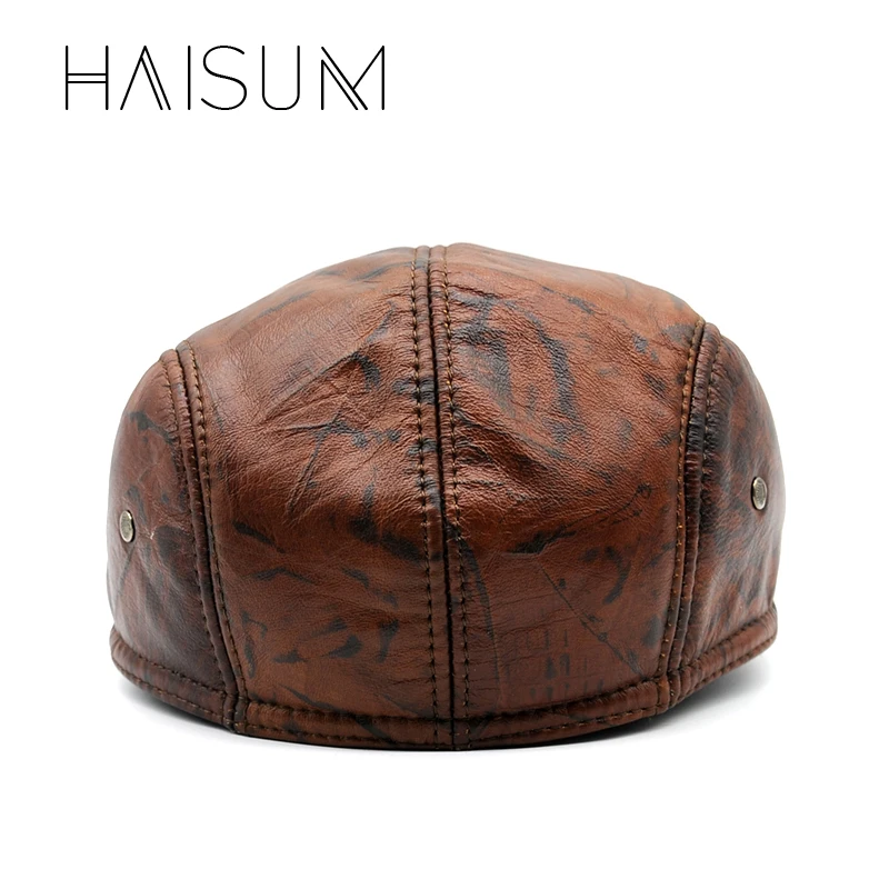 Мужские шапки и Haisum из натуральной воловьей кожи с чернильными пятнами принтом