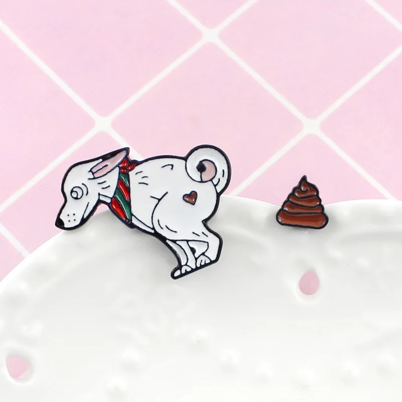 

2019 cartoon cute animal dog sets enamel brooch dog Pulling A poop rainbow faeces badge pins gifts for Kids jewelry accessories