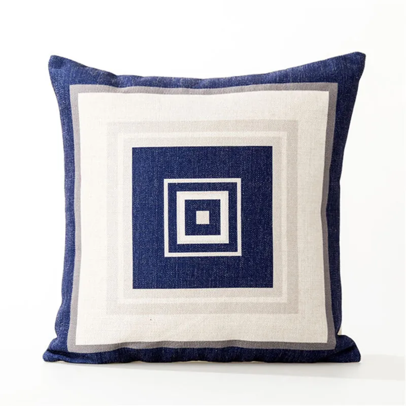 Nordic Цвет в виде геометрических фигур синюю полоску одна сторона печать Home Decor