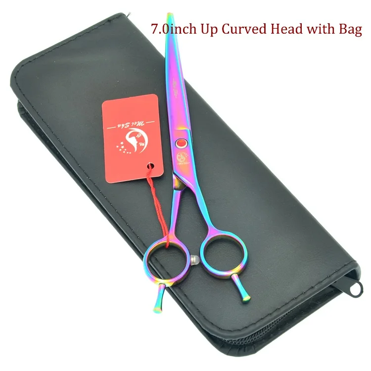 HB0106 with Bag Профессиональные ножницы для стрижки собак Meisha 7 дюймов, прямые филировочные изогнутые ножницы для кошек и собак, для стрижки волос, HB0101 - Цвет: HB0106 with Bag