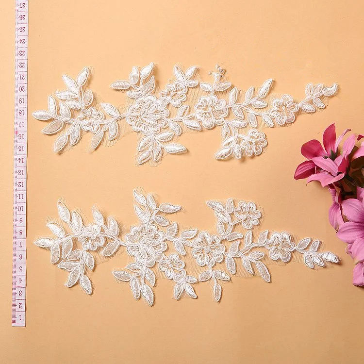

Lace applique Handmade luxury diy flower lace fabric hair accessory veil applique for dresses