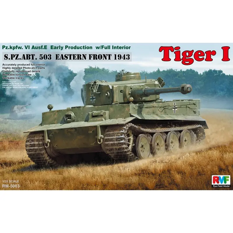 Rye Field Model RFM RM-5003 1/35 Tiger I Early Production w/Full Interior - Scale model Kit | Игрушки и хобби