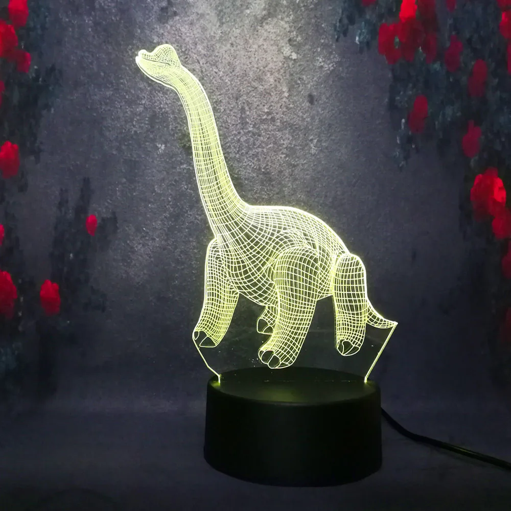3D Динозавр Парк Юрского периода мальчик подарок Brachiosaurus ночник LED7 Цвет