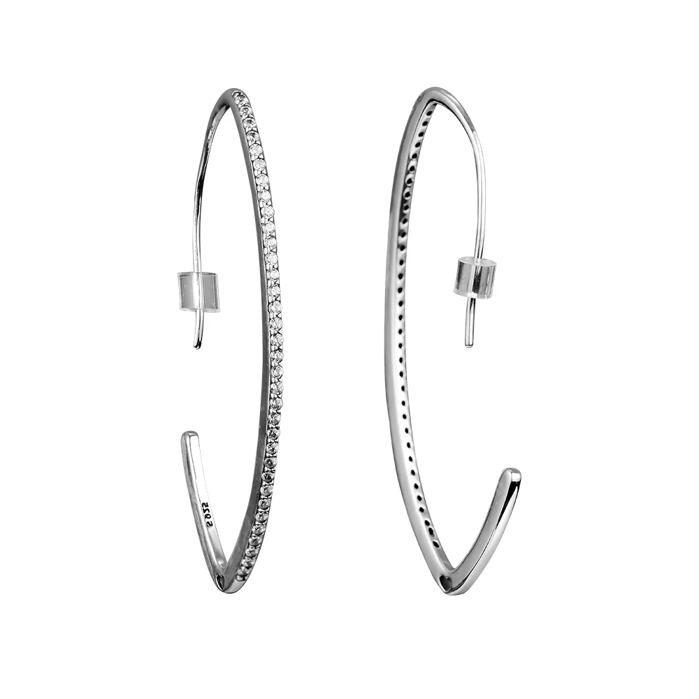 

Oval Sparkle Hoop Earring 100% 925 Sterling-Silver-Jewelry Free Shipping