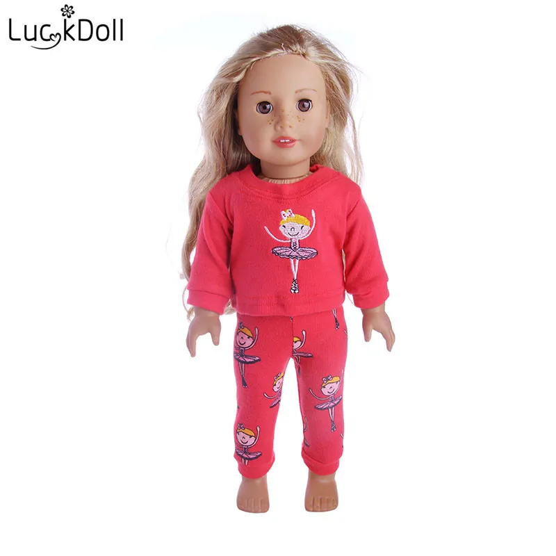 Красная футболка и штаны LUCKDOLL костюм для куклы 18 дюймов или 43 см аксессуары |