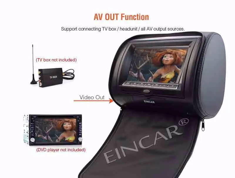 EinCar черный 2 X Двойной подголовник автомобиля dvd-плеер 9 дюймов HD сенсорный ключ с FM 32 бит игры MP3 пара мониторов двойной экран таблетки