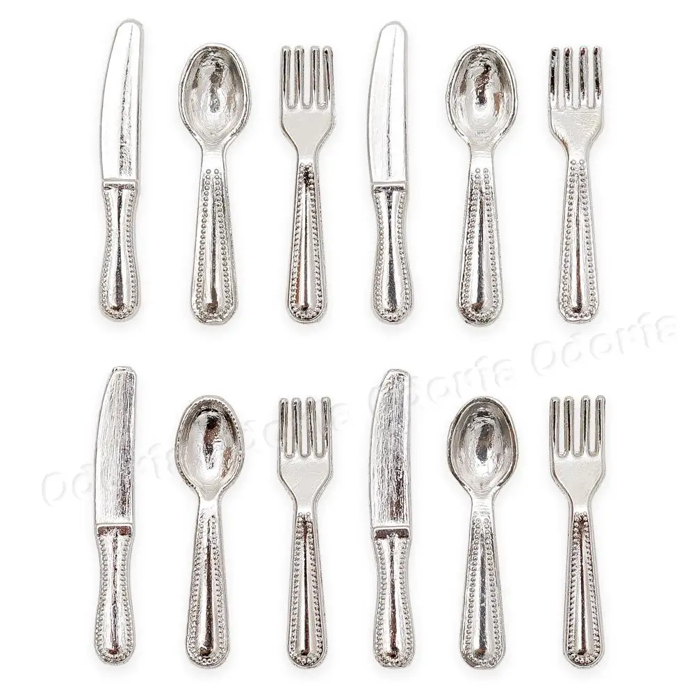 Odoria 1:12, миниатюрный набор из 12 предметов, нож, вилка, ложка, столовые приборы, столовые приборы, кукольный домик, кухонные аксессуары
