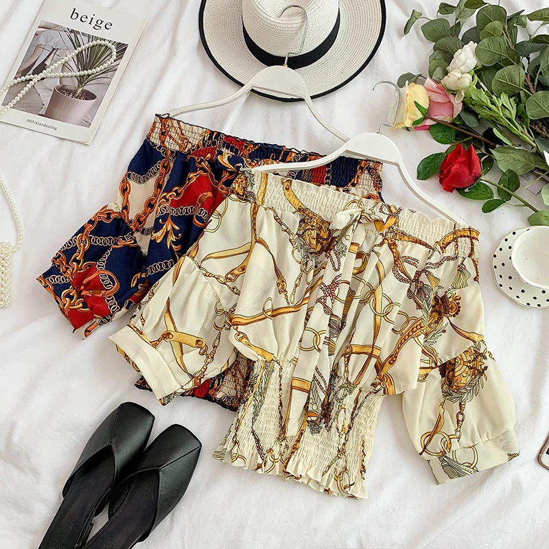 Женская пляжная шифоновая блузка RUGOD Милая Короткая Блузка с эластичным подолом