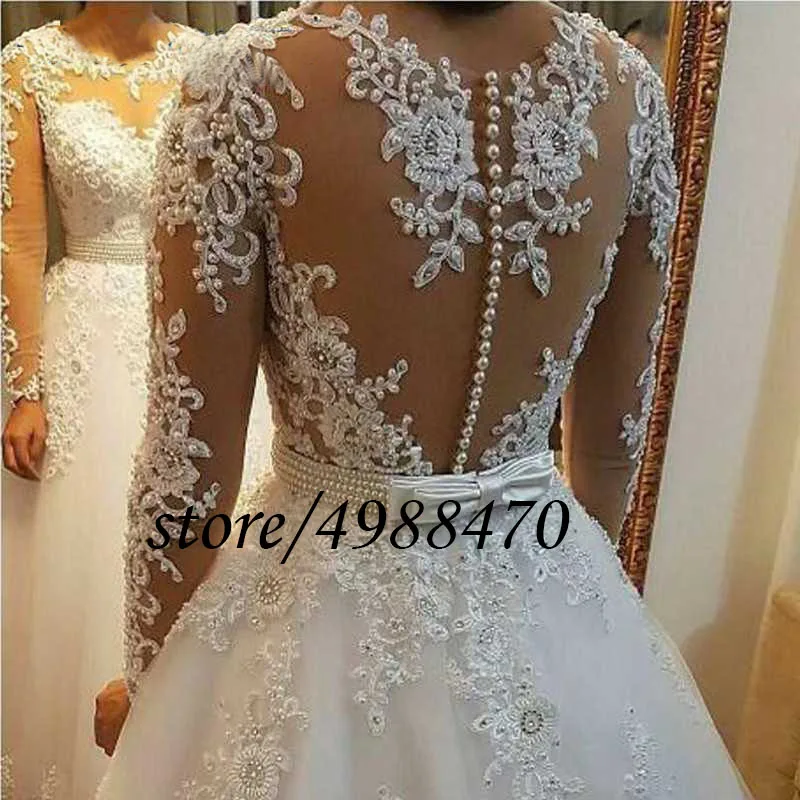 Vestido Noiva свадебное платье 2 в 1 свадебное платье на заказ пышная фатиновая подвижная юбка свадебное платье Иллюзия Длинные рукава платья