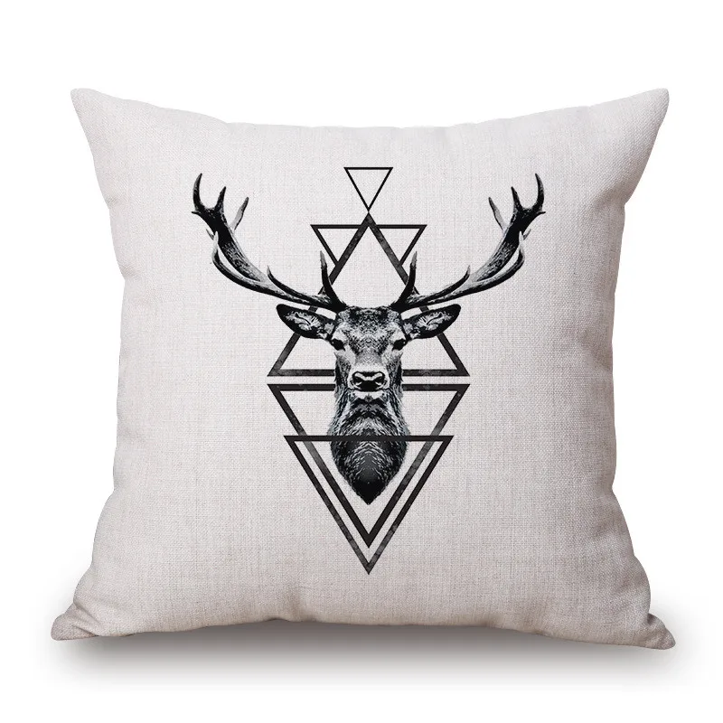 Fashion High Quality Cotton Linen Creative Geometric Deer Head Car Decorative Throw Pillow Case Cushion Cover Sofa Home Decor | Дом и сад