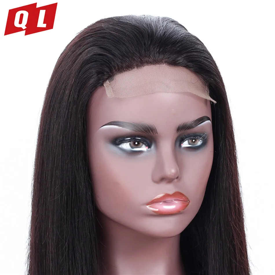 QLOVE 4*4 парики на шнурке натуральные бразильские прямые человеческие волосы без