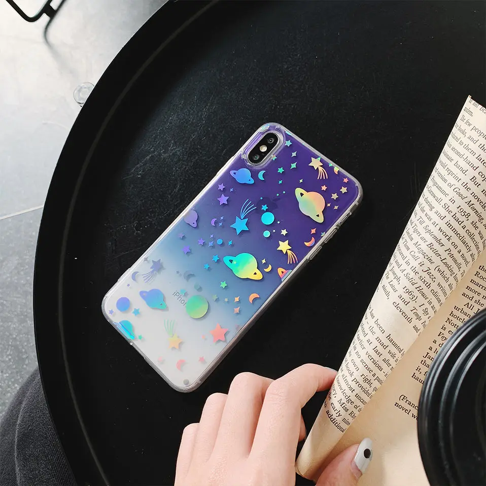 For iPhone X XS XR Max High Quality TPU Back Cover Coque Cartoon Star moon luminous shells 6 6S 7 8 Plus Capa Case |