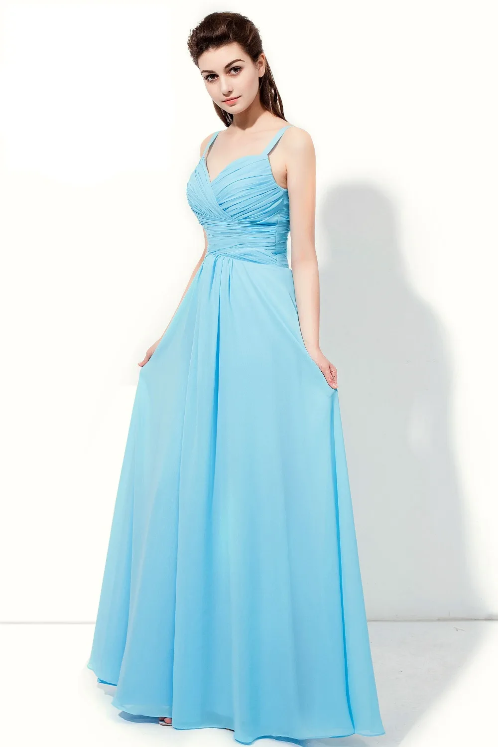 ANGELSBRIDEP на тонких бретелях небесно голубое для подружки невесты платья 2021 длинное