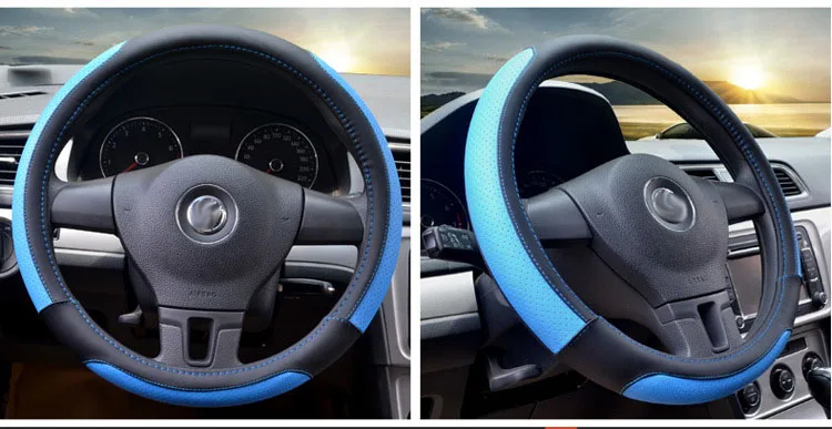 36.5-38cm blue 4 цвета крышка рулевого колеса с пробивка отверстий износостойкая автомобилей дверные ручки крышки для 35/36/37/38/39/40 см Диаметр Универсальный - Название цвета: 36.5-38cm blue