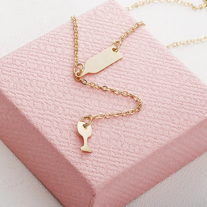 X125 чашка пива Длинной Цепи Подвеска колье для женщин бутылка вина треугольник