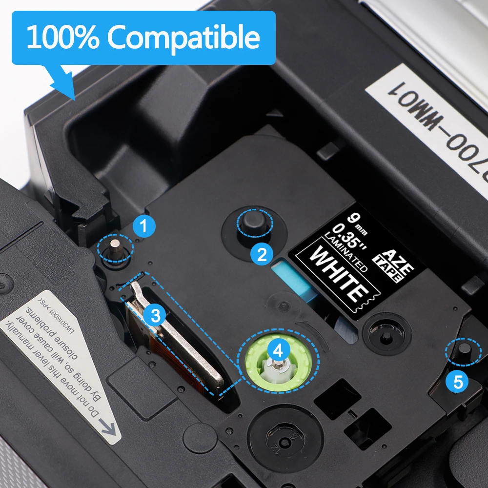 LabelCreate Совместимость для Brother P touch лента этикеток TZe325 TZ 325 9 мм белый на черном