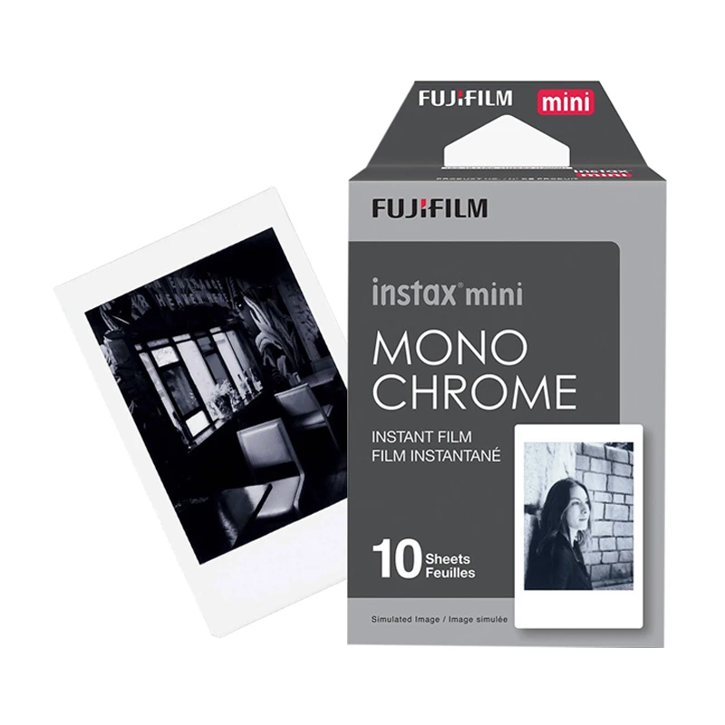 Monochrome Подлинная Fujifilm Instax Mini 8 9 цветная фотобумага 10 шт. для Fuji 9 8 7s 50 90 25 70 Share SP-2 SP-1 Liplay мгновенная камера - Цвет: Monochrome