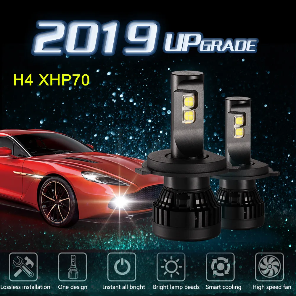 2019 Обновлено Cree XHP 70 чип Автомобильный светодиодный фар H4 Hi короче спереди и