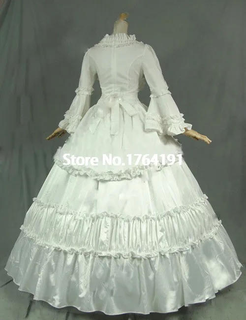 Белое Бальное Платье 18 го века с длинным рукавом в стиле Викторианского