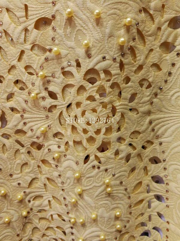 Модная Лазерная жаккардовая ткань персикового цвета африканская кружевная с