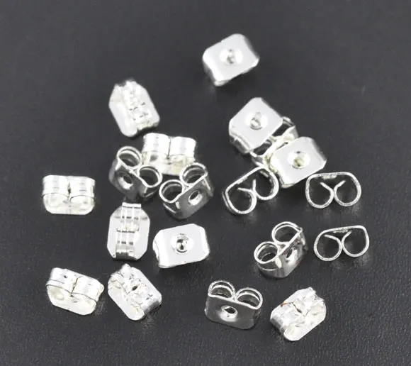 

DoreenBeads Copper Earring Findings Ear Nuts Bowknot silver color 5mm( 2/8") x 4mm( 1/8"), 50 Pieces Hot new